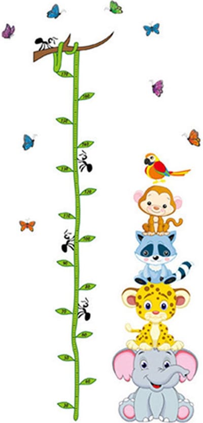 DW4Trading Groeimeter Baby Dieren Toren - Muursticker - Wanddecoratie - 150x155 cm