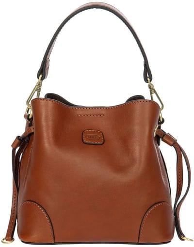 BRIC'S Leren schoudertas handtas Volterra Bucket Bag Tobacco bruine