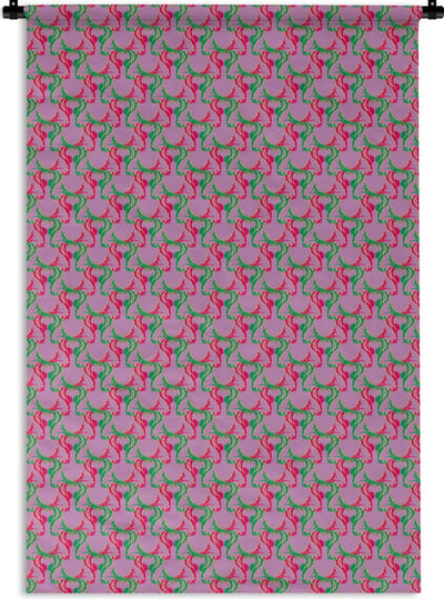 Wandkleed - Wanddoek - Hert - Patroon - Paars - 120x180 cm - Wandtapijt