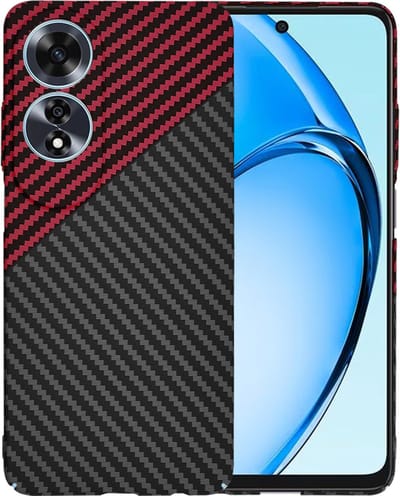 Hoesje geschikt voor Oppo A60 4G - Techsuit Carbonite FiberShell Carbon Back Cover - Rood/Zwart