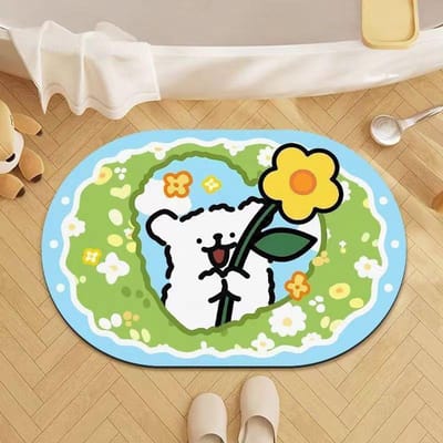 Schattig Cartoon Badkamer Badkamer Toilet Entree Slaapkamer Deur Diatomeeënaarde Absorberend Antislip Sneldrogend Vloermat Tapijt 40*60cm