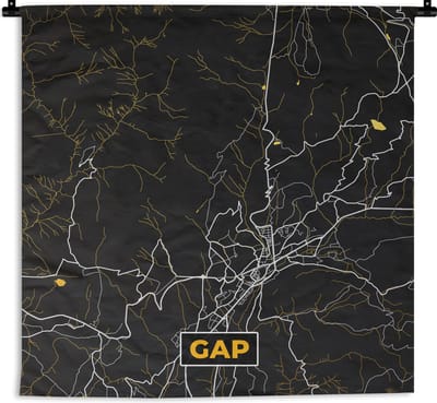 Wandkleed - Wanddoek - Kaart - Plattegrond - Frankrijk - Gap - Stadskaart - 180x180 cm - Wandtapijt