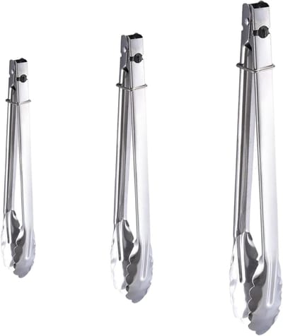 Kooktang Set - Keukentang Metaal - Koken Grillen - Vergrendelingsmechanisme - 7 9 12 Inch - Zilver