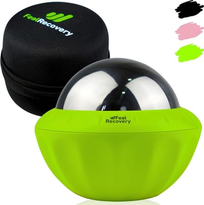 Massage Roller Bal met Handvat voor Warmte & Koude Therapie - 8 cm Ø - Spierontspanning, Fascia Massage en Cellulitis Vermindering
