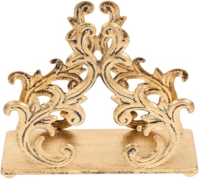Vrijstaande Barokke Servettenhouder in Gouden Metaal - Elegante Zakdoekdispenser voor Tafel, Servetlade en Decoratie