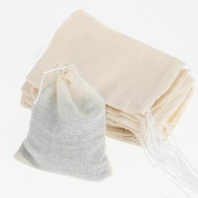 24 Stuks Kruidenzakjes - Natuurlijke Ongebleekte Katoenen Muslin Trekkoordzakken voor Koken, Thee, Koffie en Soepen (10,5 x 7,6 cm)