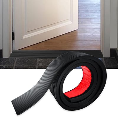 Drempelhelling van Rubber 1M x 8cm x 1cm, Tot 800kg Draagvermogen, Zelfklevende Drempel Ramp voor Rolstoel, Kinderwagen en Stofzuiger Robot (Zwart)