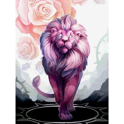 100% plein 5D bricolage diamant peinture point de croix rouge Lion diamant broderie animaux 20X30CM pink