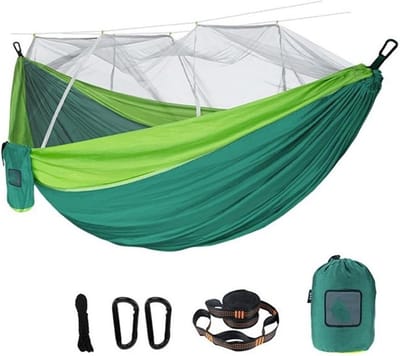 Reishangmat - Kampeerhangmat Klamboe - Buiten Ontspannen - Inclusief Klamboe - 270x140cm - Groen