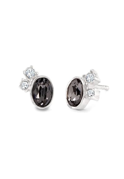 Elli - Oorbellen - Oorstekers Dames Ovale Glaskristallen Xirius-slijpsel Wit 925 Sterling Zilver -