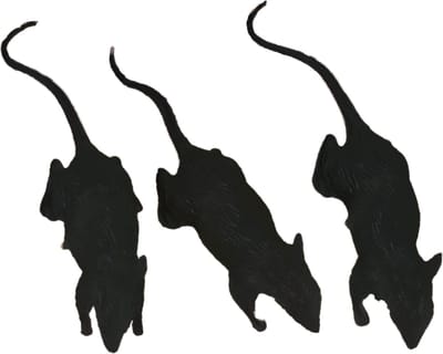 Fiestas nep ratten 6 cm - zwart - 3x - Horror/griezel thema decoratie dieren