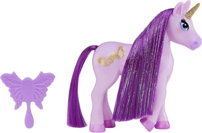 Kleine Eenhoorn Pop - Magische Pop Accessoire - Verbeelding Stimuleren - Zijden Manen Met Klatergoud - 14cm - Paars