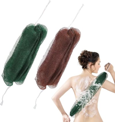 Set van 2 Lange Nylon Wasdoeken, Afrikaanse Net Spons voor Alle Huidtypes, Ideaal voor Douche en Lichaamsverzorging, Uitrekbaar tot 170 cm