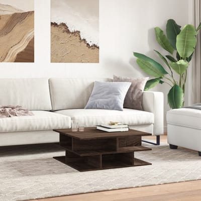 vidaXL - Salontafel - 70x70x29 - cm - bewerkt - hout - bruin - eikenkleur