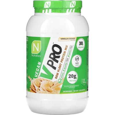 Nutrakey, V Pro, Mélange de Protéines Végétales Brutes, Cookie Vanille, 1,78 lb (810 g)