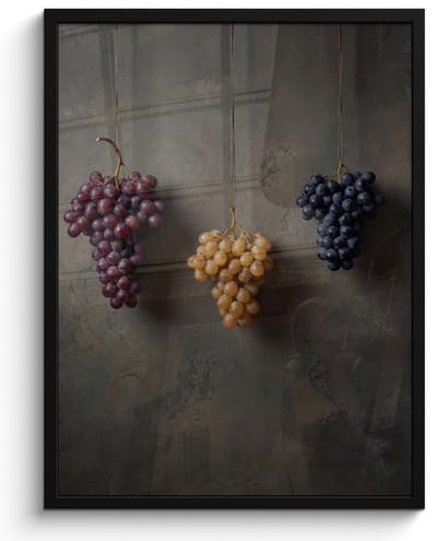 Poster in lijst - Fotolijst 60x80 cm - Posters - Druiven - Kleurrijk - Muur - Posterlijst zwart - Decoratie - Wanddecoratie woonkamer - Muurdecoratie slaapkamer