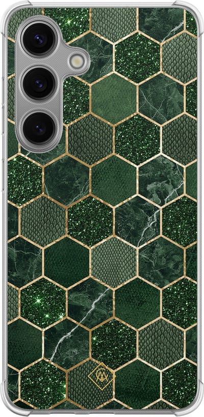 Casimoda® hoesje - Geschikt voor Samsung Galaxy S24 Plus - Kubus Groen - Shockproof case - Extra sterk - TPU/polycarbonaat - Groen, Transparant