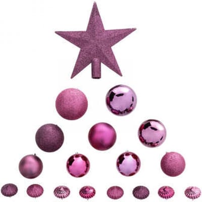 Kerstballenset 18 stuk - Fuchsia - nieuwe collectie