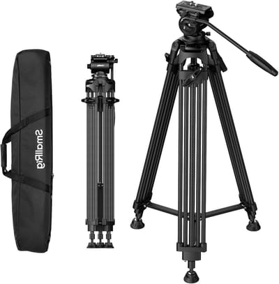 Zware Carbon Fiber Video Tripod van 75" met Fluid Head, Geschikt voor DSLR en Camcorders, Snelle Verlenging en 75mm Bowl