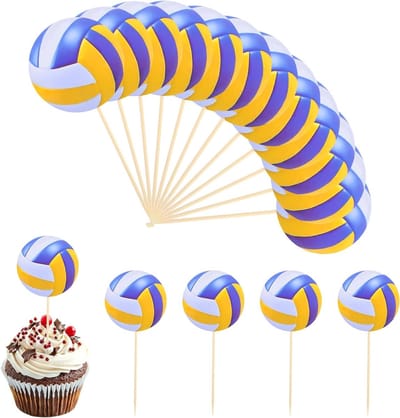 24 Stuks Cake Toppers voor Volleybal - Decoratie voor Babyshower, Verjaardag, Bruiloft en Feestjes, Muffin Decoratie en Cupcake Versiering