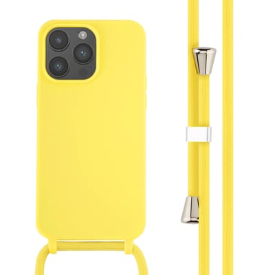imoshion Hoesje - Geschikt voor Apple iPhone 14 Pro Max - Siliconen hoesje met koord - Geel