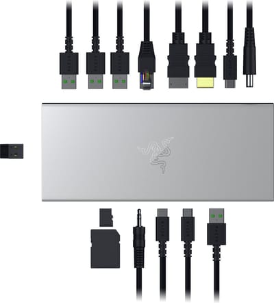 Razer USB 4 Dock - Docking Station - 14 Poorten - USB 4 Dock Voor 2 Schermen - Mercury Wit