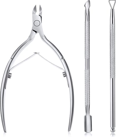 XYZ Goods Nagelriem Verzorgingsset - Nagelriem Knipper - Cuticle Pusher - Bokkenpoot - Knipper Schaar - Driedelige Set- RVS - Zilver