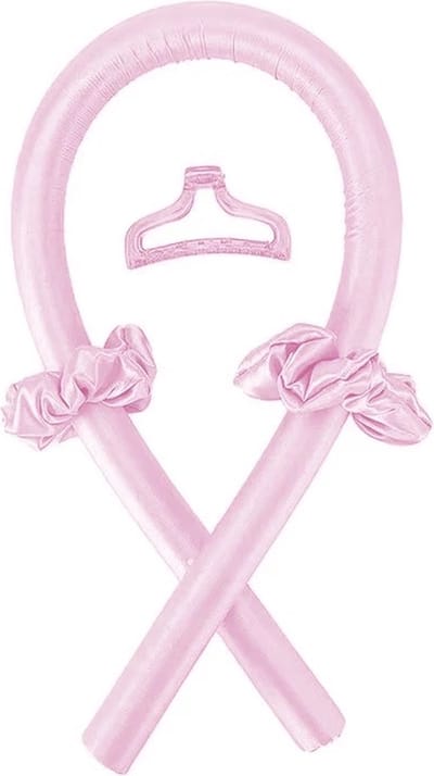 Scoby - Heatless Kruller - Satijnen Haarkruller - Krulband - Curling Ribbon - Incl. Scrunchies en Clip - Roze