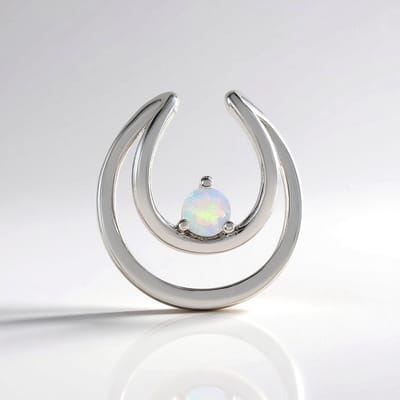 Cavill - Zilveren Hanger - 925 Sterling Zilver Platina Geplateerd - Welo Opaal 0,142 ct Ronde Slijpsel - Modern Minimalistisch Elegant Sieraad