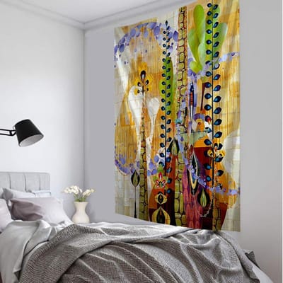 Tapisserie murale suspendue à fleurs et papillons, Art indien, serviette de plage, matelas psychédélique bohème, décoration de chambre à coucher, de maison 95x70CM