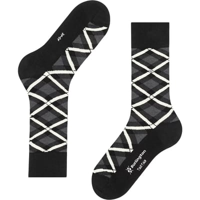 Burlington Tartan gedessineerd katoen sokken heren zwart - maat 40-46
