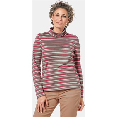 Kriebelvrij gestreept shirt met zacht glansgaren - bruin / gestreept - Gr. 46 van Goldner Fashion