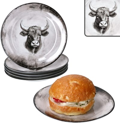 Set van 6 TORO-taartbordjes voor 6 personen, van porselein