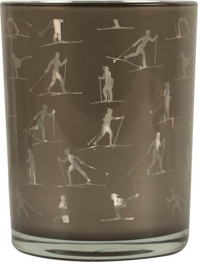 Theelichthouder ski taupe zilver medium 12cm