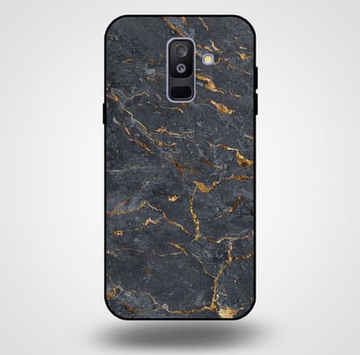 Smartphonica Telefoonhoesje voor Samsung Galaxy A6 Plus 2018 met marmer opdruk - TPU backcover case marble design - Goud Grijs geschikt voor Samsung Galaxy A6 Plus 2018