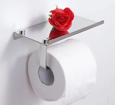 DB Lifestyle toiletrolhouder chroom | met plankje / telefoonhouder / telefoonplankje