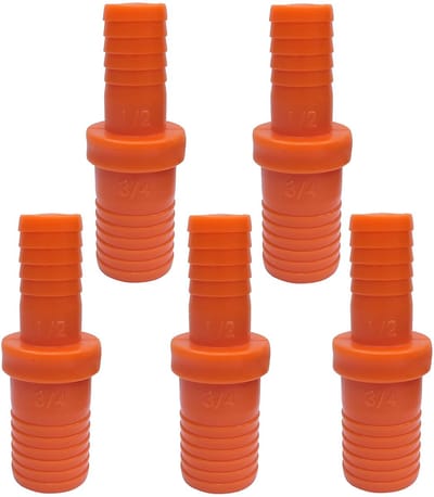 Dailygoods- Reductiefitting Set van 5 - Reparatiefitting 1/2'' naar 3/4'' - Verbinding voor tuinleidingen - Micro-irrigatiesysteem - Duurzaam plastic - Lichtgewicht 48 g - Irrigatiefitting