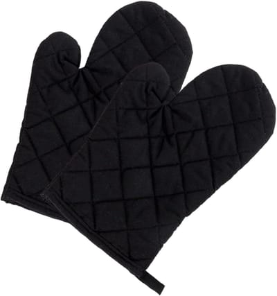 Ovenwanten Paar - Pannenlap Handschoenen - Hitte Bescherming - Ergonomische Vorm - 1 Paar - Zwart