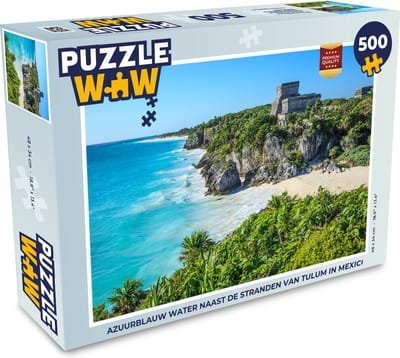 Puzzel Azuurblauw water naast de stranden van Tulum in Mexico - Legpuzzel - Puzzel 500 stukjes