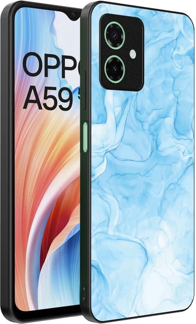 Smartphonica Telefoonhoesje Geschikt voor Oppo A59 met marmer opdruk - TPU backcover case marble design - Lichtblauw geschikt voor Oppo A59