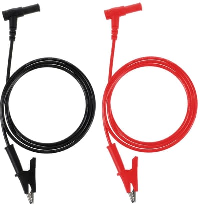 Multimeter Meetleidingen - Testkabels Krokodillenklem - Elektrisch Testen - Flexibele Hoekstekkers - 1 Meter Lengte - Rood Zwart