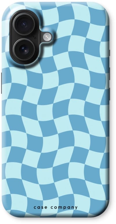 Case Company® - Hoesje geschikt voor iPhone 16 hoesje - Grid Blauw - Tough Case - Maximale Bescherming alle Kanten en Schermrand