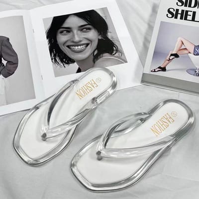 Pvc Transparante Slippers Schoenen Vrouwen Slippers Flats Zomer Sandalen Mode Strand Jurk Casual Vrouwelijke 36 wit