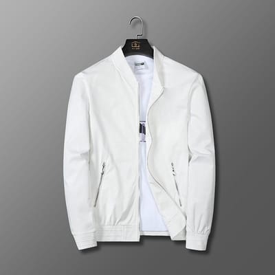 Nouvelle veste de vol à col montant pour garçon, décontractée, simple, polyvalente et tendance, de couleur unie, pour le printemps et l'automne 2XL blanc