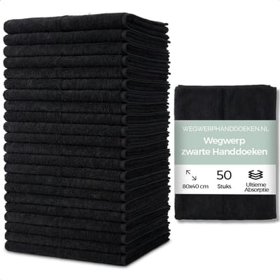 Wegwerphanddoeken Organische Handdoek - 80x40 cm - Zwart - Hypoallergeen - Hoge Absorptie - 100% Organische Plantenvezels