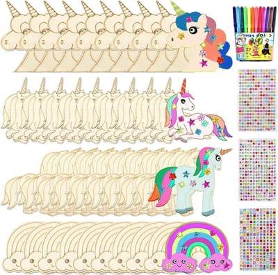 Unicorn Knutselset voor Kinderen, 55 Stukken, Houten Creatief Speelgoed voor Schilderen en Decoratie
