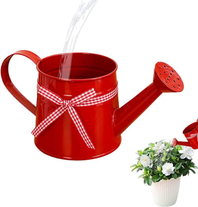 Metalen gieter - Decoratieve pot - Planten water geven - Lange smalle tuit - 1 liter capaciteit - Rood