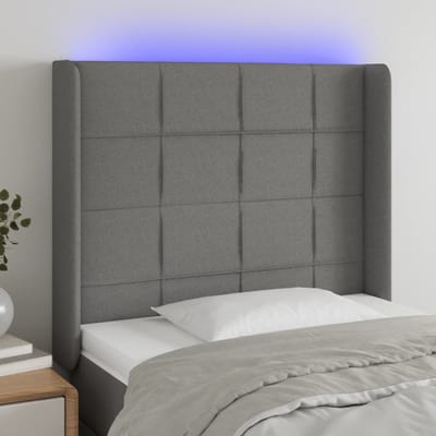 vidaXL - Hoofdbord - LED - 93x16x118/128 - cm - stof - donkergrijs