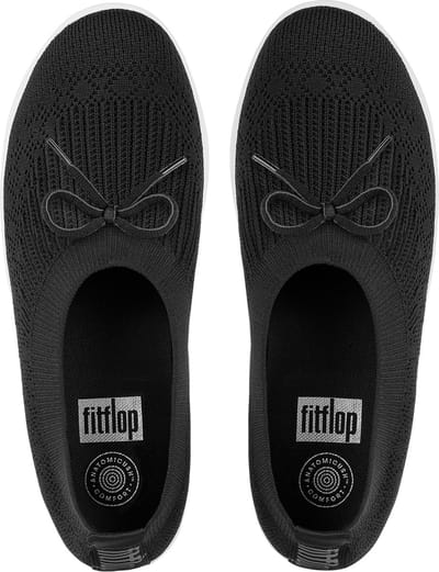 FitFlop™ Uberknit Slip-On Ballerina With Bow Poly/nylon Black - Maat 36
