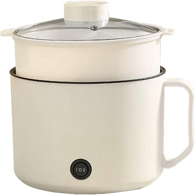 Multifunctionele elektrische kookpot, kleine mini-elektrische kookplaat, snelle noedelkoker voor studenten beige
